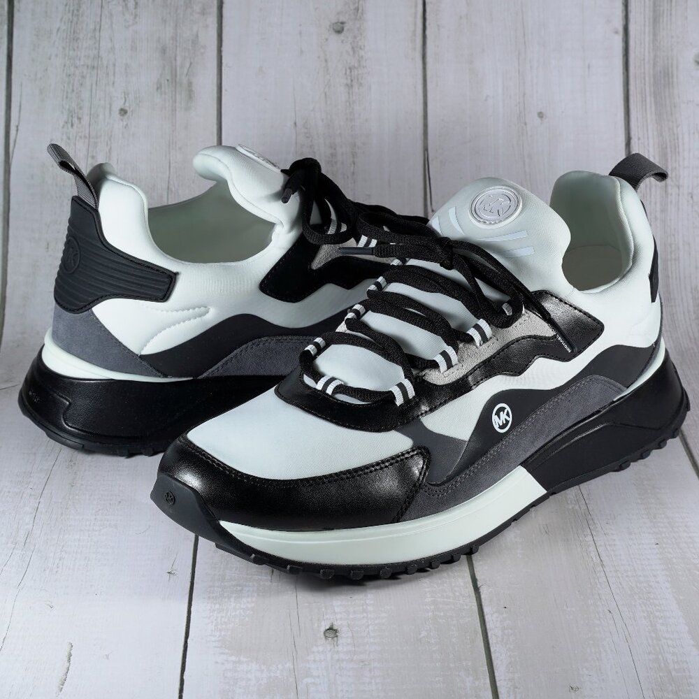 Michael Kors Theo Sport Open Sneakers Logo Color Grey/White Size 13 M